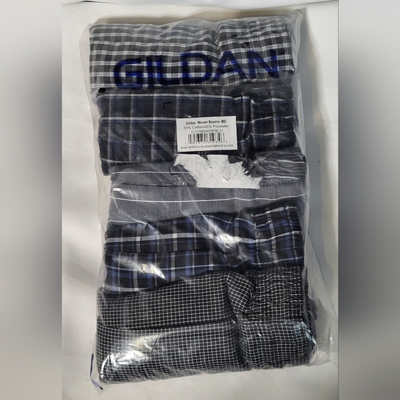 Gildan Men's NIP 5 Pack Black Striped Assorted Woven Boxers Size Medium 32"-34" - Picture 2 of 10